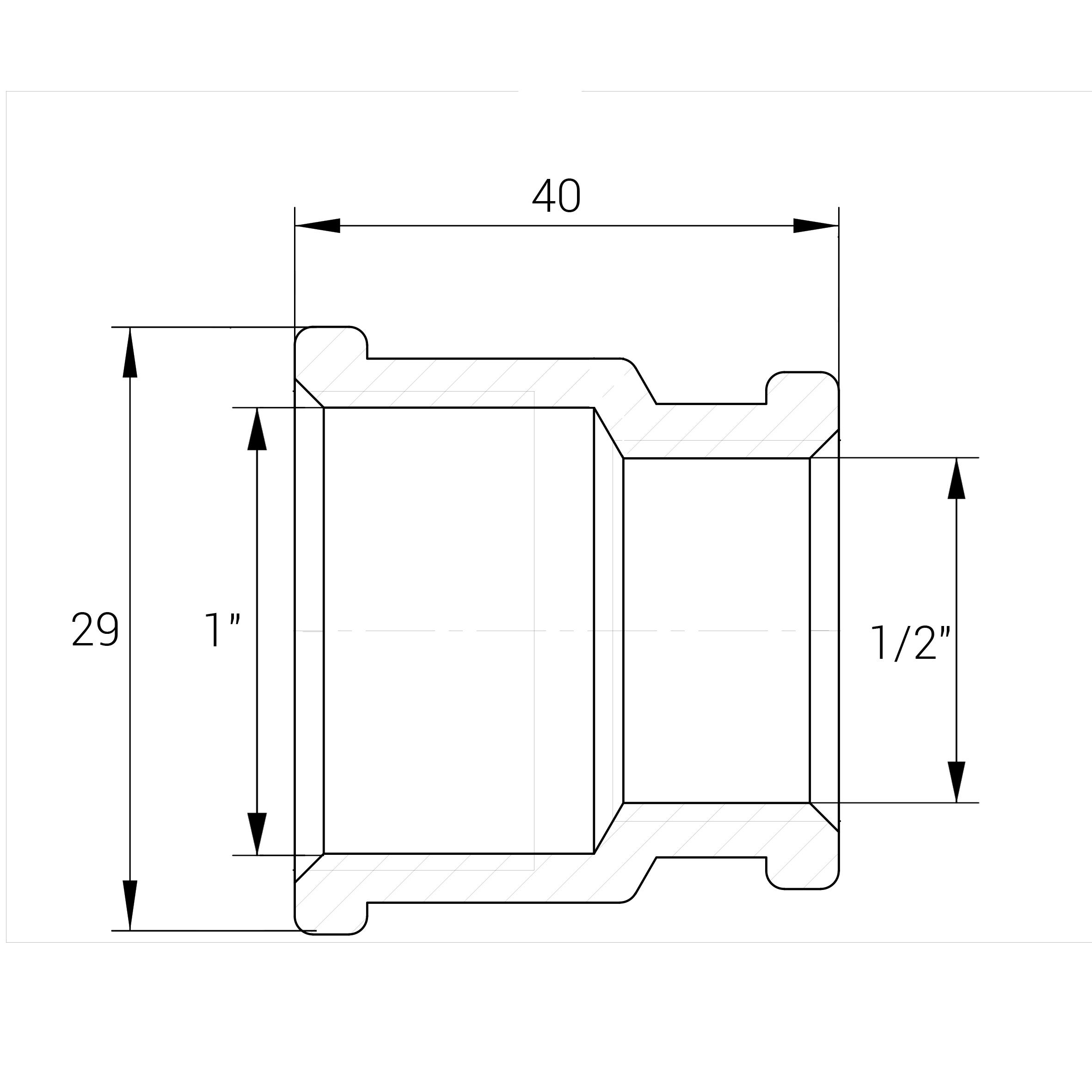 Муфта VA 000010731 латунь внутренняя-внутренняя 1"x1/2" (104718) - фото 4 Муфта VA 000010731 латунь внутренняя-внутренняя 1"x1/2" (104718) - фото 4