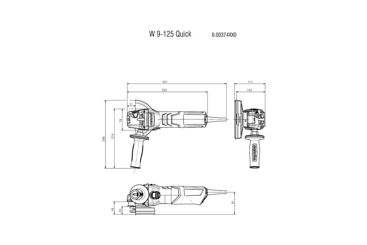 Шліфмашина кутова Metabo W 9-125 Quick 900 Вт (25271) - фото 2