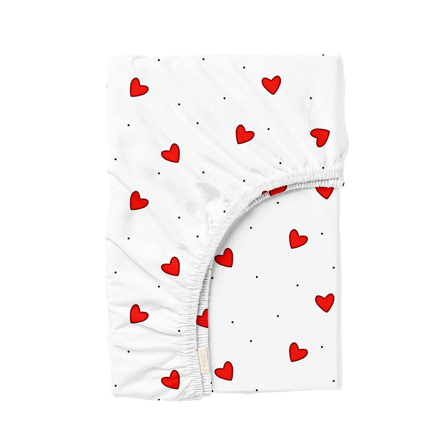 Простирадло на резинці Cosas CHERRY HEARTS ранфорс 90х200х20 см (4822052397107)