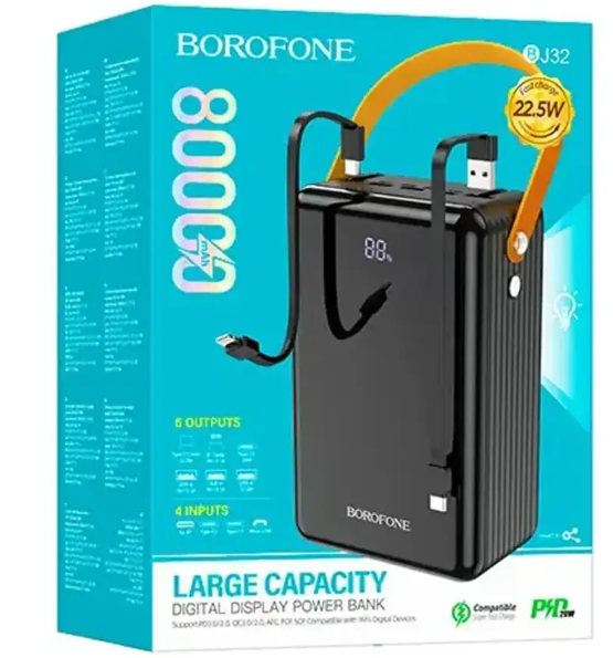 Повербанк з ліхтариком Borofone l3USB/2Type-C/Lightning/QC 80000 mАh (29669954) - фото 2 Повербанк з ліхтариком Borofone l3USB/2Type-C/Lightning/QC 80000 mАh (29669954) - фото 2