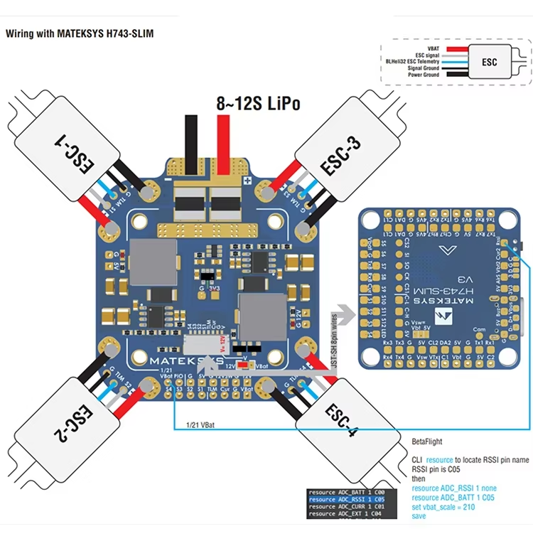 Плата разводки питания для квадрокоптера Matek PDB FCHUB-12S V2 (21946863) - фото 3