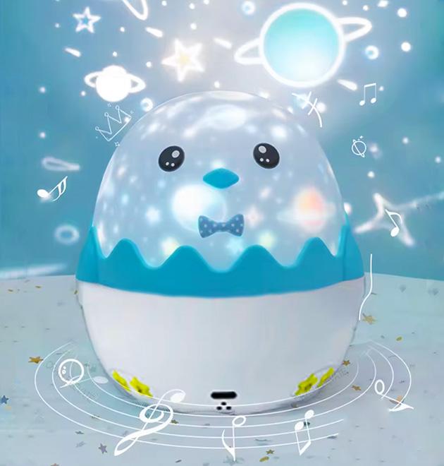 Ночник детский проектор музыкальный Пингвин космос на пульте управления проекции 13 слайдов Голубой - фото 16