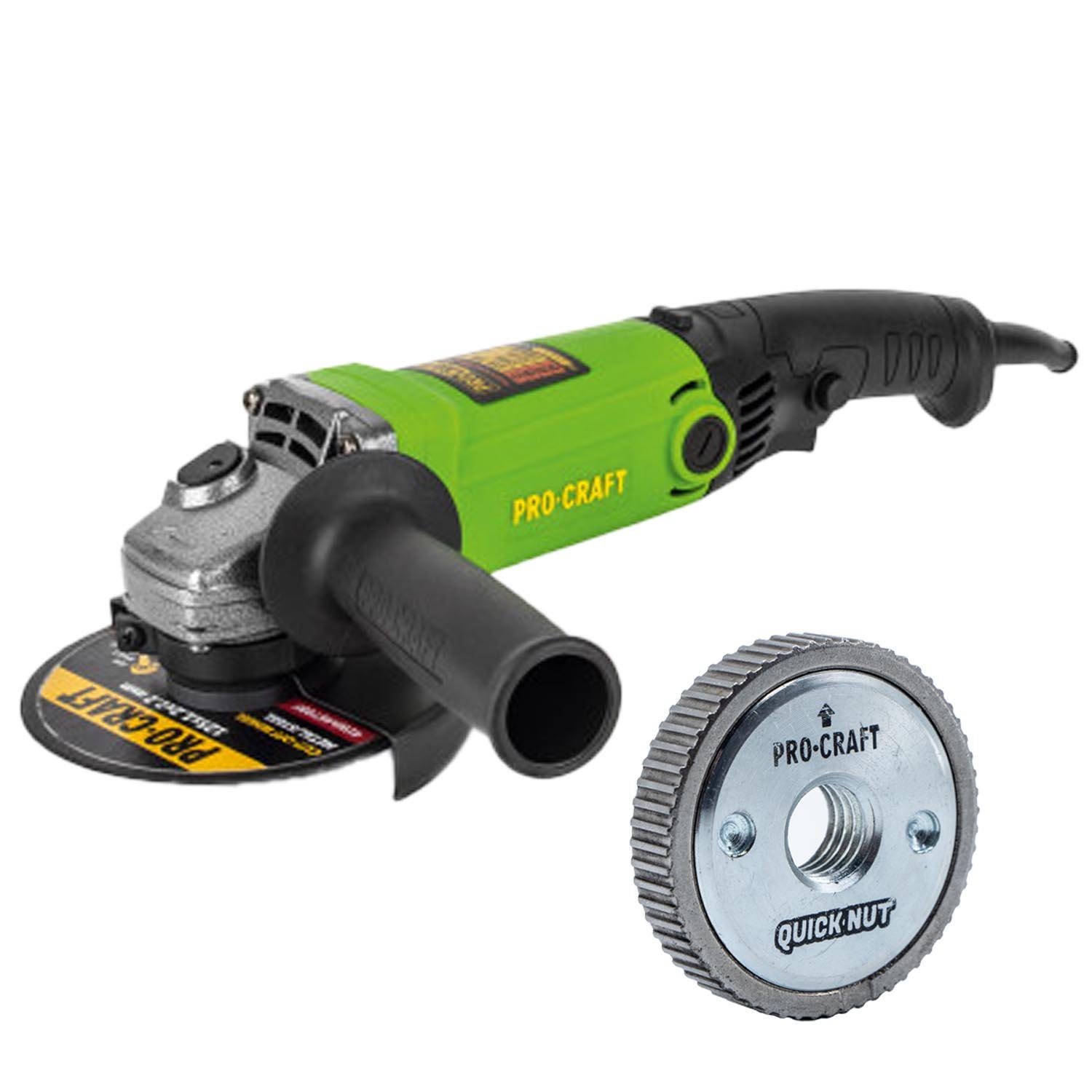 Кутошліфувальна машина Procraft PW1200 125 мм в комплейті швидкозатискна гайка Procraft M14 (141201)
