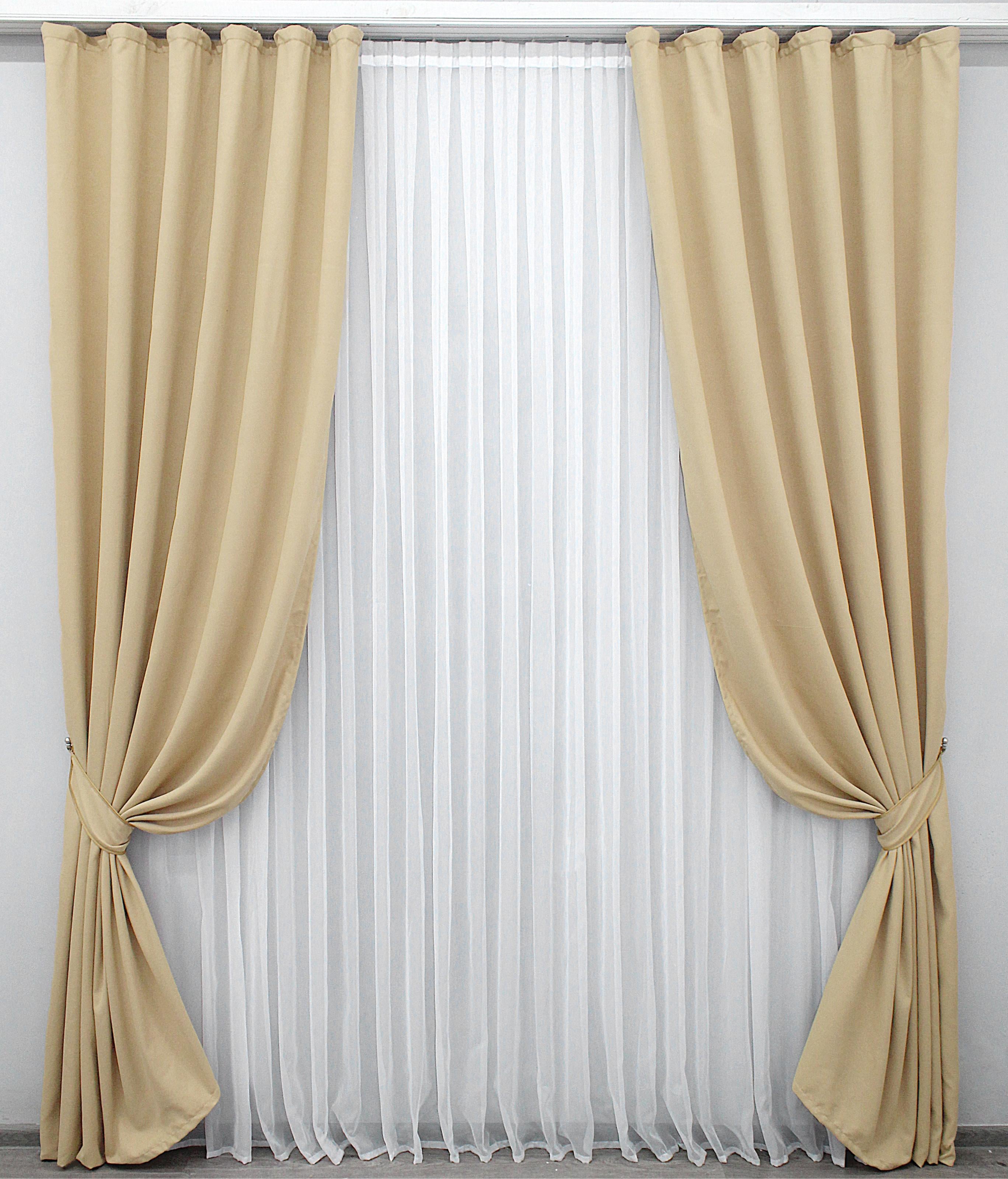 Комплект штор VR-Textil Petek № 790ш микровелюр 150х270 см 2 шт. Бежевый (30-571)