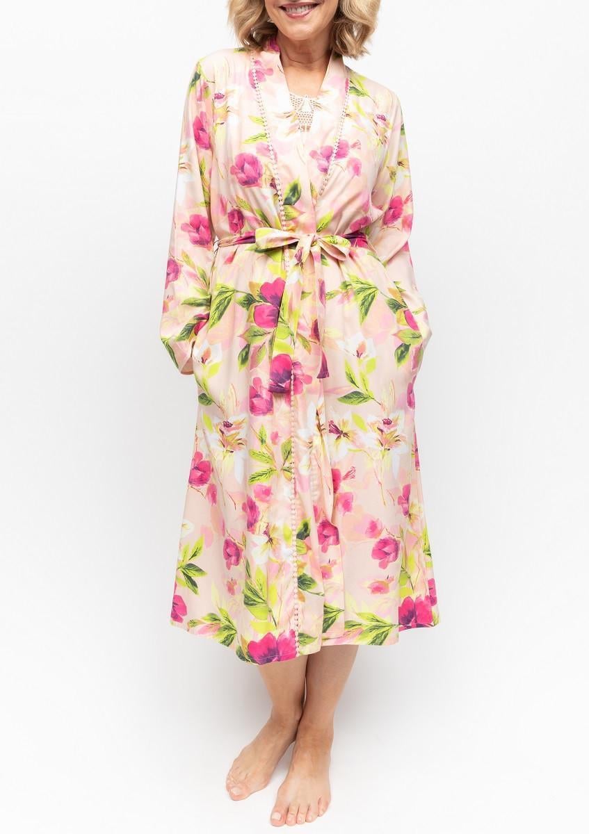 Халат женский NORA ROSE Tessa 1929 20/3XL Персиковый с цветочным принтом (5051877486232)