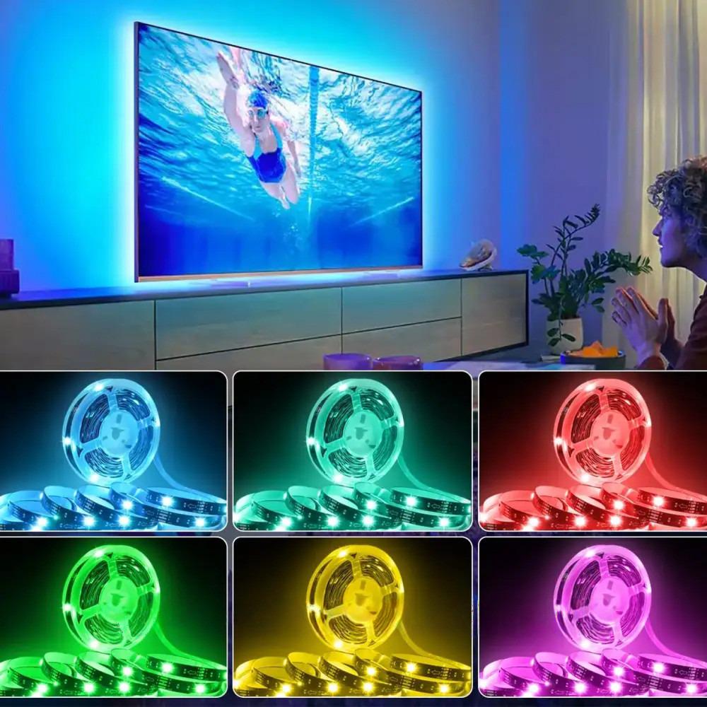 Світлодіодна RGB стрічка і пульт ДУ 5м SMD 5050 30 LED на метр 220В IP44 - фото 7 Світлодіодна RGB стрічка і пульт ДУ 5м SMD 5050 30 LED на метр 220В IP44 - фото 7