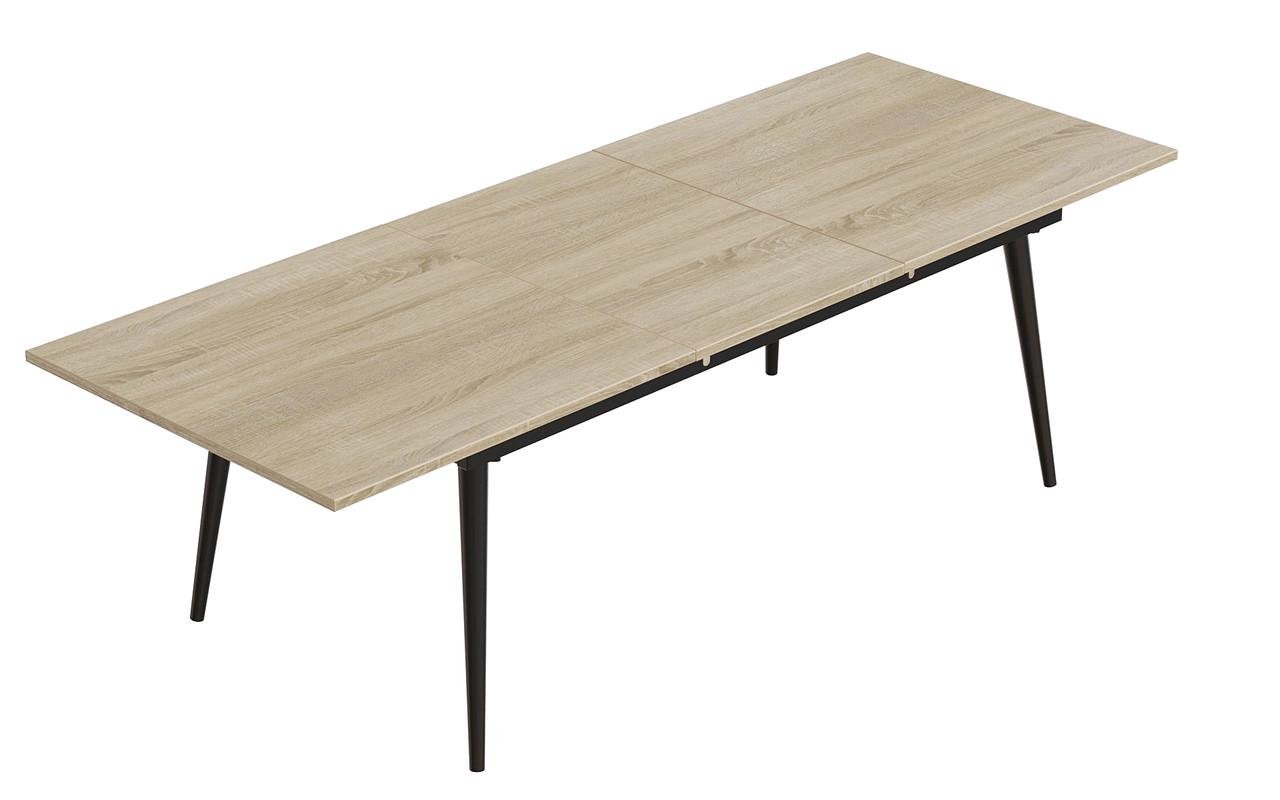 Стіл трансформер журнальний Dandi Small Ferrum-decor метал/ДСП 16 мм 45x120 160/70 см Чорний/Дуб Сонома (FRD-106796)