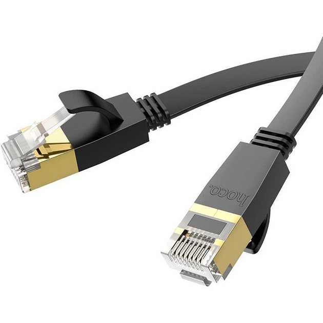 Патч-корд Hoco US07 General Pure Copper Flat Network Cable 5 м Black Патч-корд Hoco US07 General Pure Copper Flat Network Cable 5 м Black