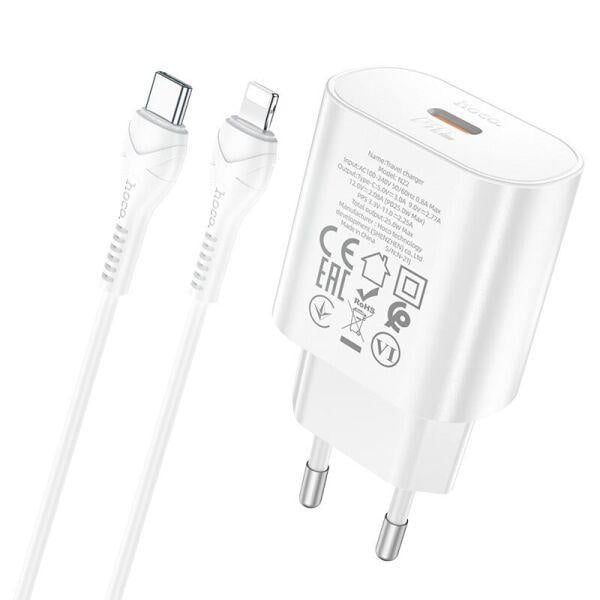 Сетевое зарядное устройство Hoco Type-C to Lightning Cable Jetta Charger Set N22 Type-C 25W 3A PD (880195ec) - фото 6