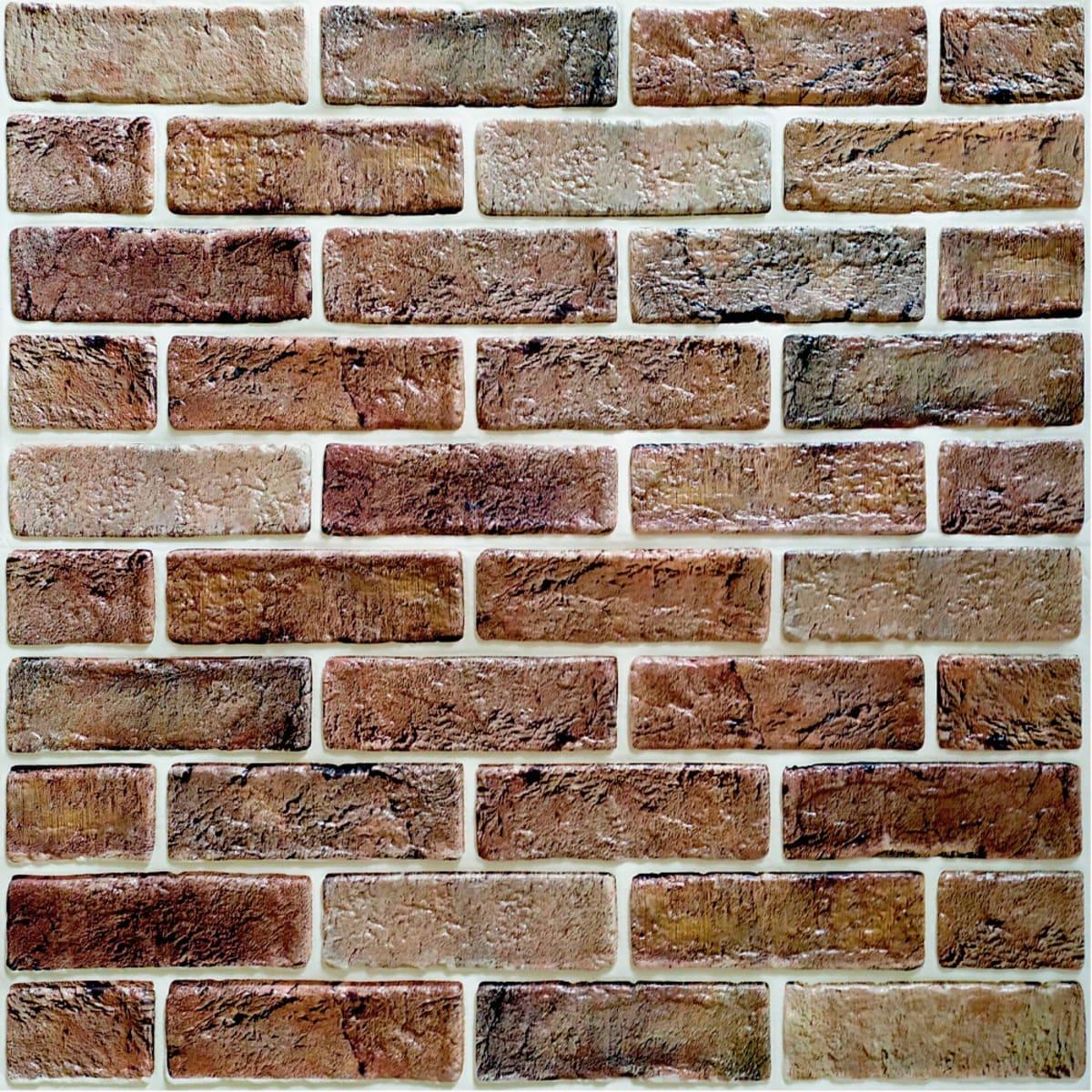 Панель 3D самоклеюча Sticker Wall під цеглу клінкер 700x700x6 мм Червоний