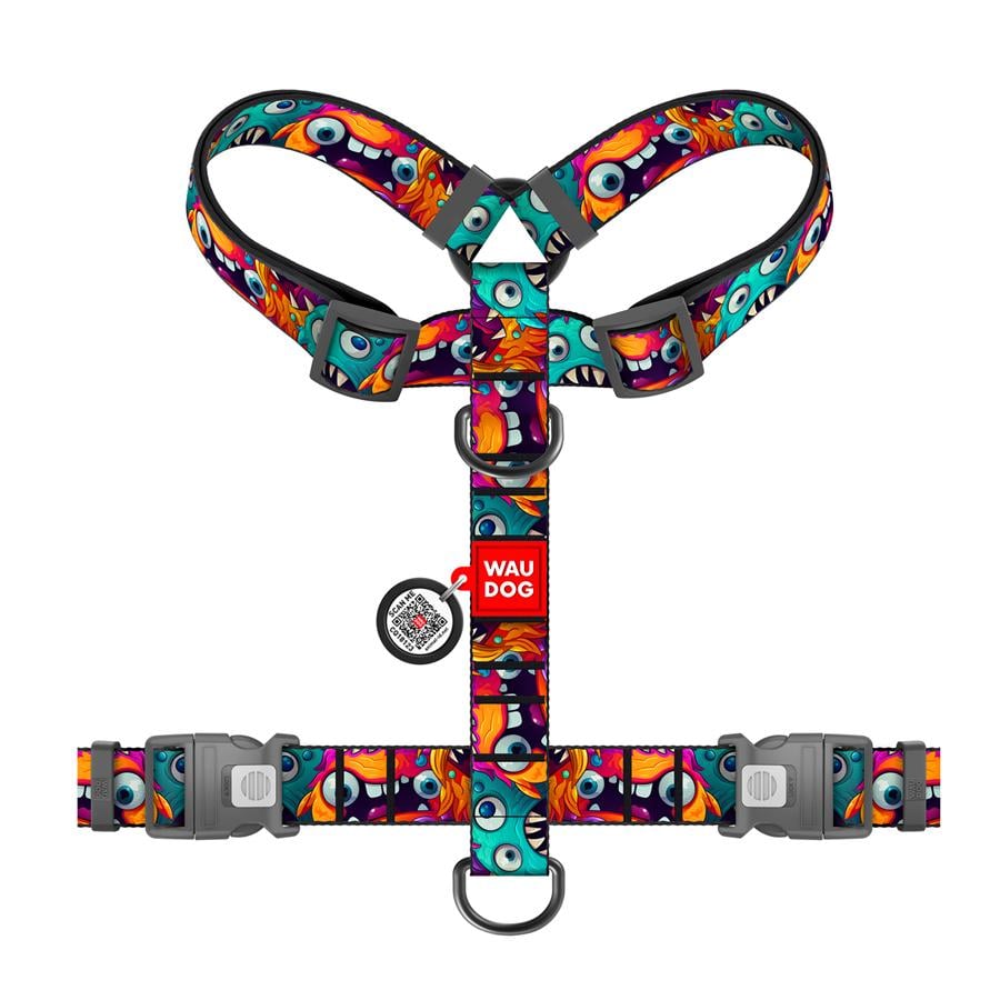 Шлейка для собак с QR-паспортом Waudog Nylon Зубастые монстры пластиковый фастекс XL 35 мм A 60-100 см/B 70-100 см Разноцветный (347-4048) - фото 2 Шлейка для собак с QR-паспортом Waudog Nylon Зубастые монстры пластиковый фастекс XL 35 мм A 60-100 см/B 70-100 см Разноцветный (347-4048) - фото 2