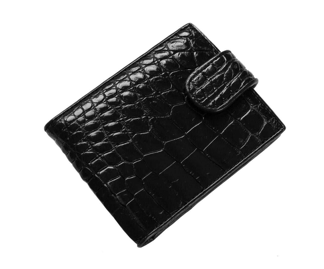 Кошелек из кожи крокодила Черный (cw34_1)