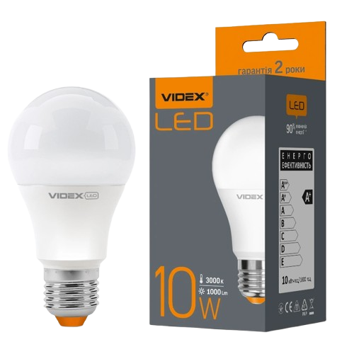 Светодиодная лампа Videx A60е 10W E27 3000K 220V 1000 Lm Теплый свет (29079331)