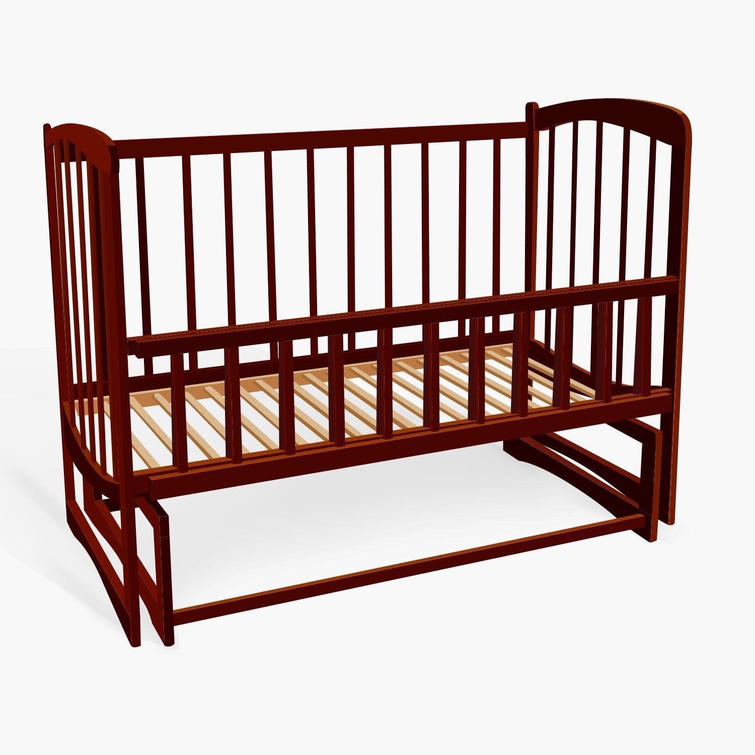 Кроватка деревянная маятник Комета откидной борт ольха Dark Brown (80599)