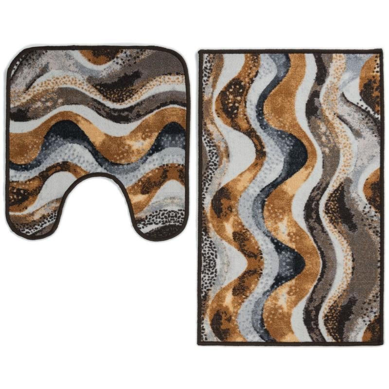 Набір килимків у ванну кімнату Mac Carpet Taba 329-2 50х80 см/57х60 см Коричневий/Сірий (10416335)