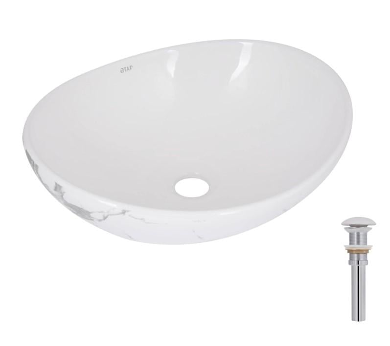 Раковина накладная овальная Qtap Dove с донным клапаном Marble (QTDOV188SB49785)
