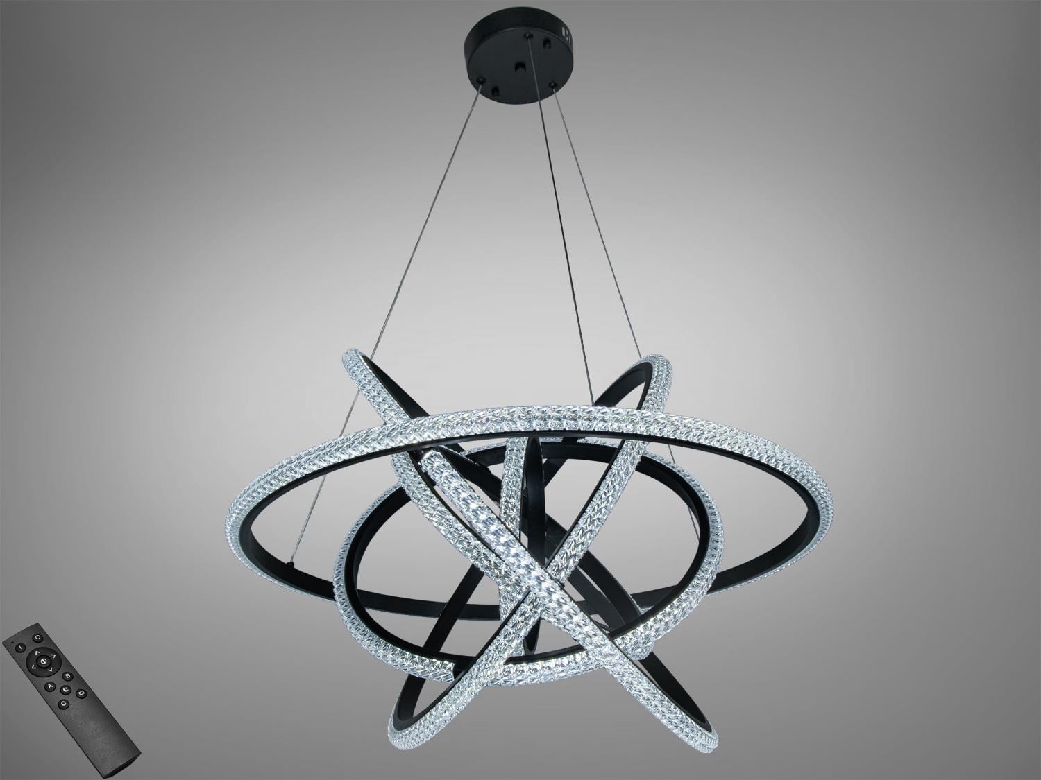 Люстра світлодіодна 6-кілець 95 Вт/пульт Чорний (D8705/600-6BK)