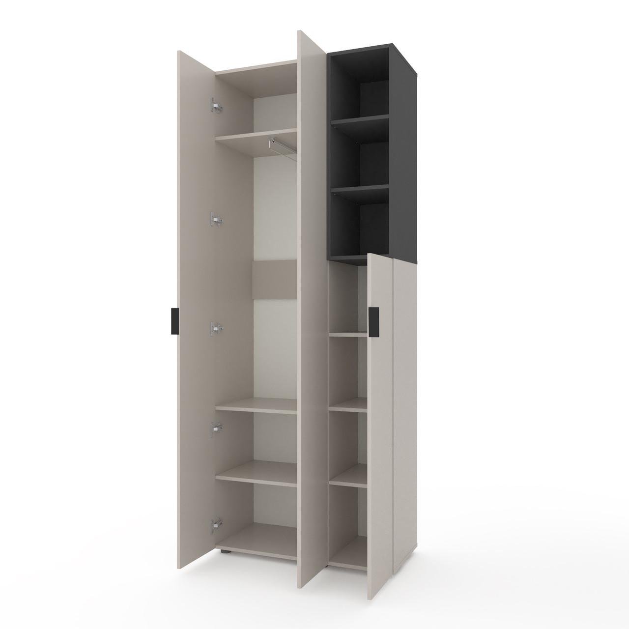 Шкаф Metkas Home A003R ЛДСП 900x420x2300 мм Кашемир/Антрацитовый - фото 1 Шкаф Metkas Home A003R ЛДСП 900x420x2300 мм Кашемир/Антрацитовый - фото 1