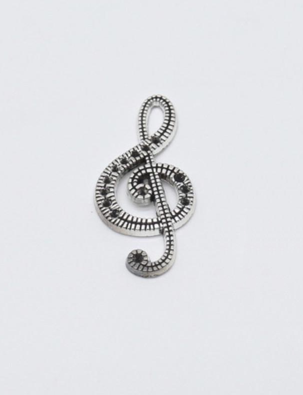 Подвеска металлическая фигурная Скрипичный ключ 3,2 см Серебристый (555065458)