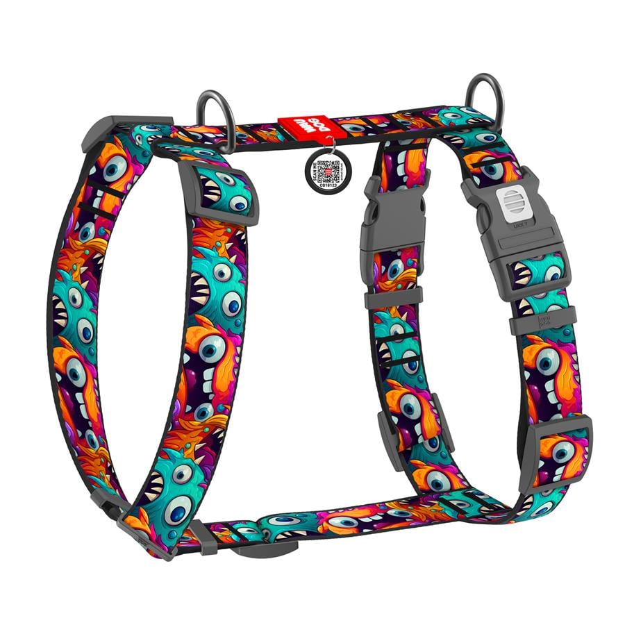 Шлейка для собак с QR-паспортом Waudog Nylon Зубастые монстры пластиковый фастекс XL 35 мм A 60-100 см/B 70-100 см Разноцветный (347-4048) - фото 1 Шлейка для собак с QR-паспортом Waudog Nylon Зубастые монстры пластиковый фастекс XL 35 мм A 60-100 см/B 70-100 см Разноцветный (347-4048) - фото 1