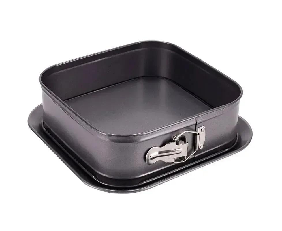 Форма роз'ємна квадратна для запікання Kamille КМ-6043 із вуглецевої сталі 28х28х8 см Сірий (150-84-6043)