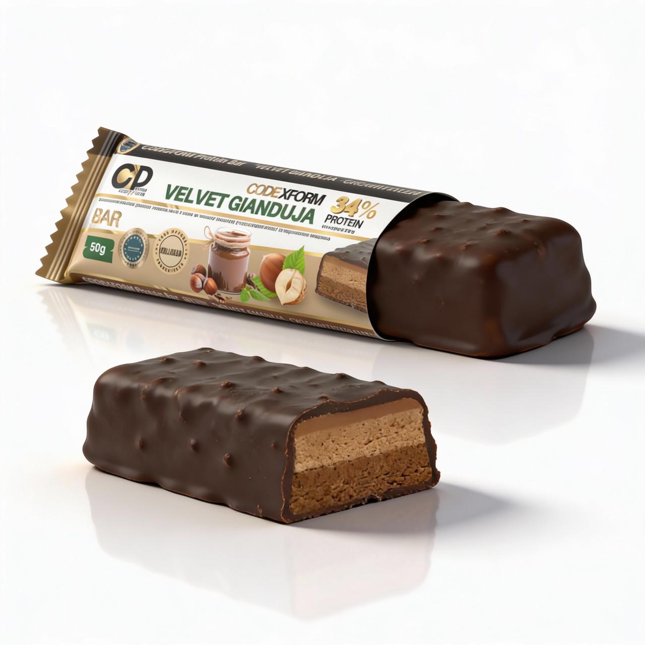 Батончик протеиновый CODExFORM Velvet Gianduja без сахара 34% белка (2934805025) - фото 2
