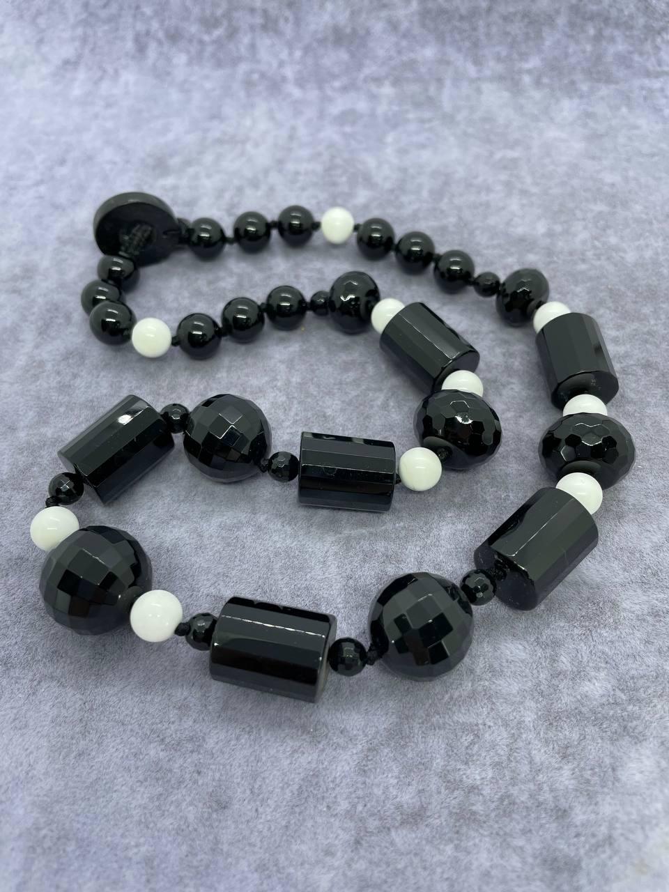 Бусы агат 50 см Черный (9819)