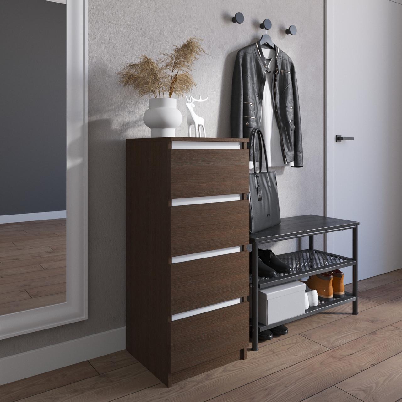 Комод з шухлядами Вайс R-17 40х40х98 см Венге Темний/Білі планки (30370833) - фото 1 Комод з шухлядами Вайс R-17 40х40х98 см Венге Темний/Білі планки (30370833) - фото 1