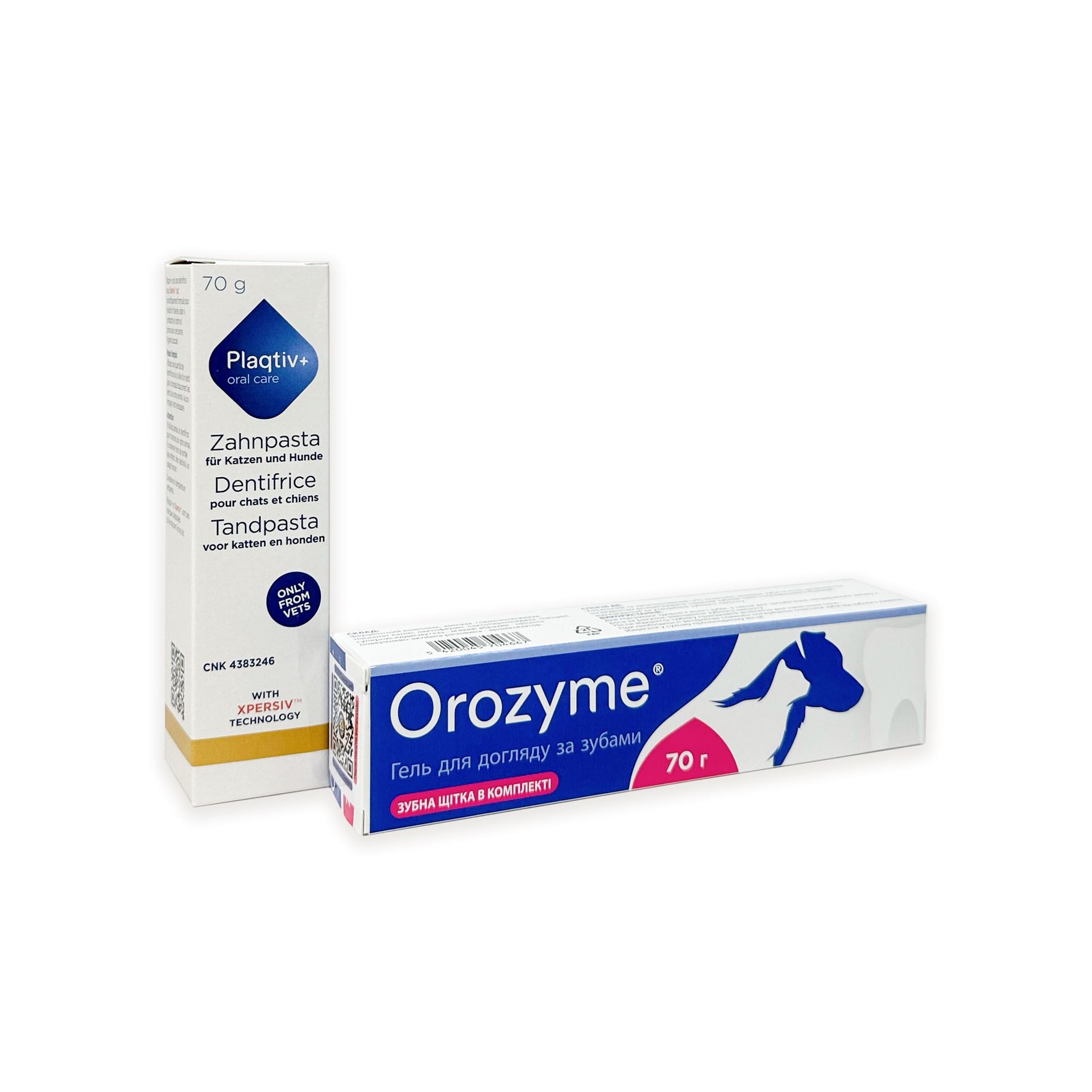 Набір для догляду за пащею тварин Гель Orozyme для зубів та ясен 70 г/Зубна паста Plaqtivplus Toothpaste 70 г (38064113) Набір для догляду за пащею тварин Гель Orozyme для зубів та ясен 70 г/Зубна паста Plaqtivplus Toothpaste 70 г (38064113)