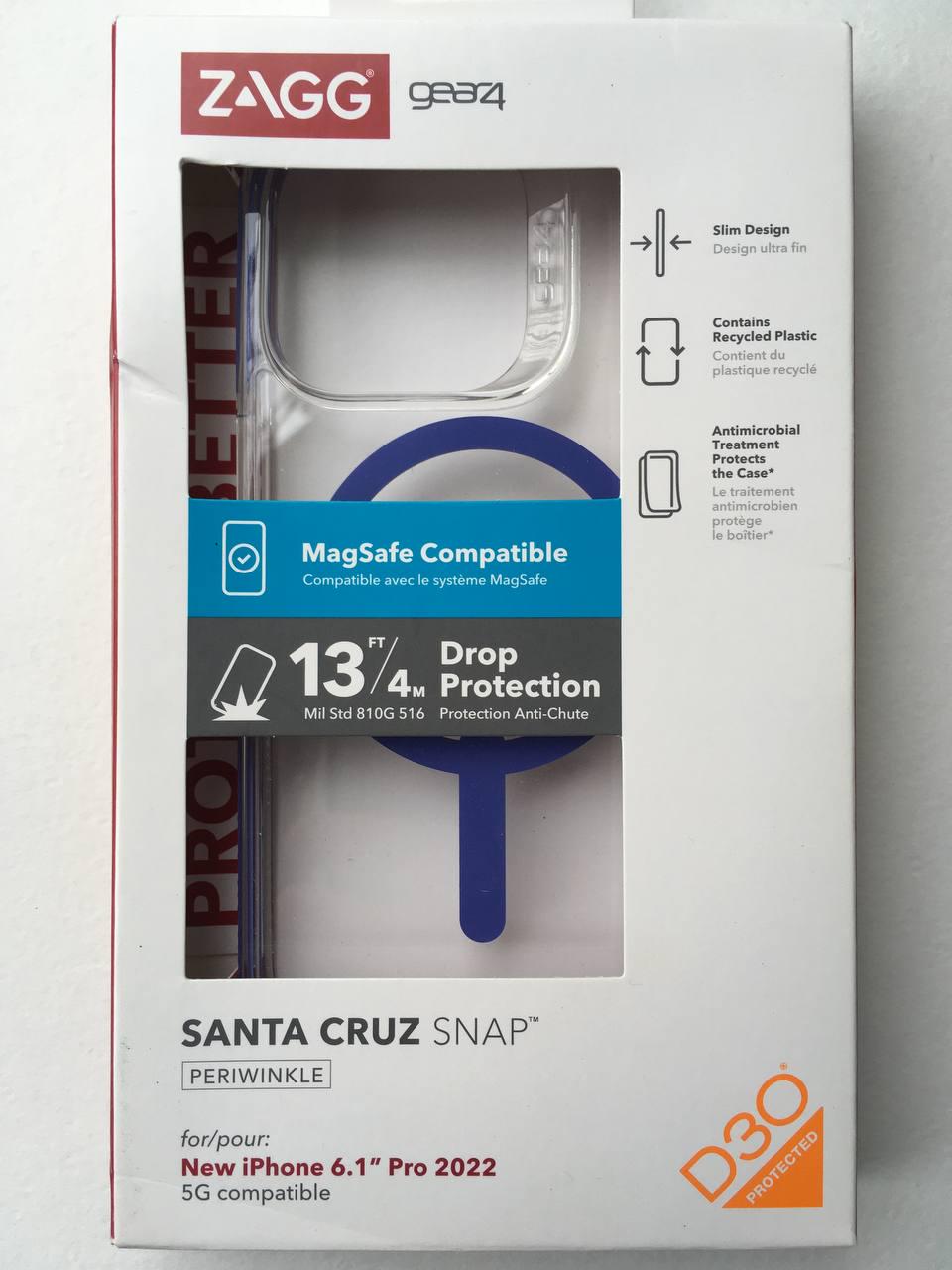 Чохол прозорий протиударний Gear4 Santa Cruz MagSafe для Apple Iphone 14 Pro (6.1") Periwinkle - фото 11