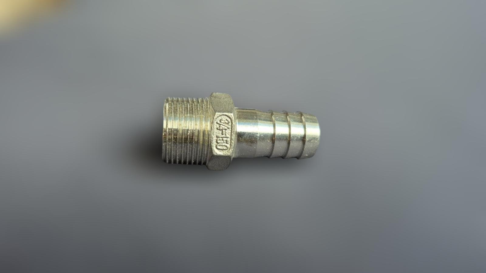 Штуцер шланговий різьбовий DN20 AISI304 BSPP ялинка н/ж сталь ЗР 20 мм 3/4" (29203028) - фото 3