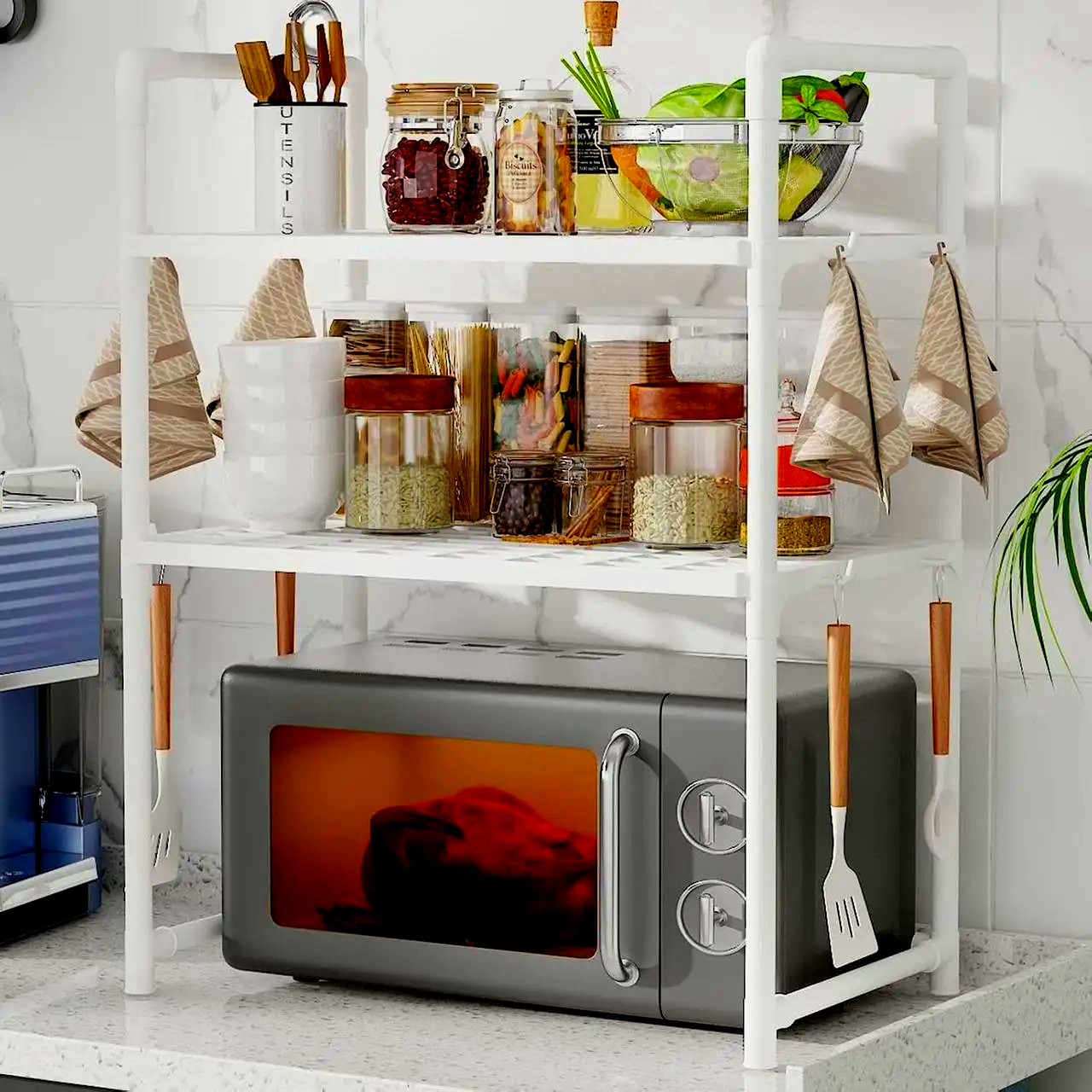 Полиця кухонна для мікрохвильовки Kitchen Racks 54x75x31 см Білий (28926846) - фото 13 Полиця кухонна для мікрохвильовки Kitchen Racks 54x75x31 см Білий (28926846) - фото 13