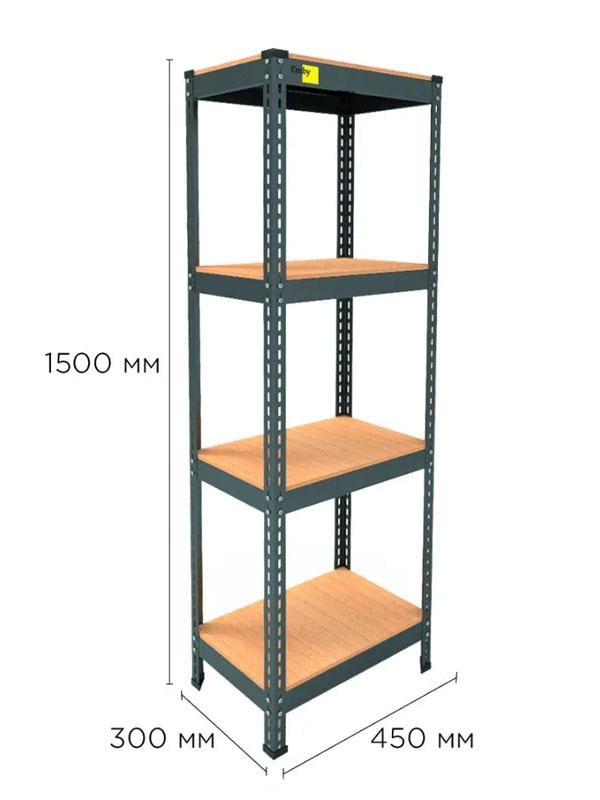 Стелаж металевий поличний MRL-1500 450x300 мм з 4 полицями з навантаженням 400 кг Чорний - фото 3
