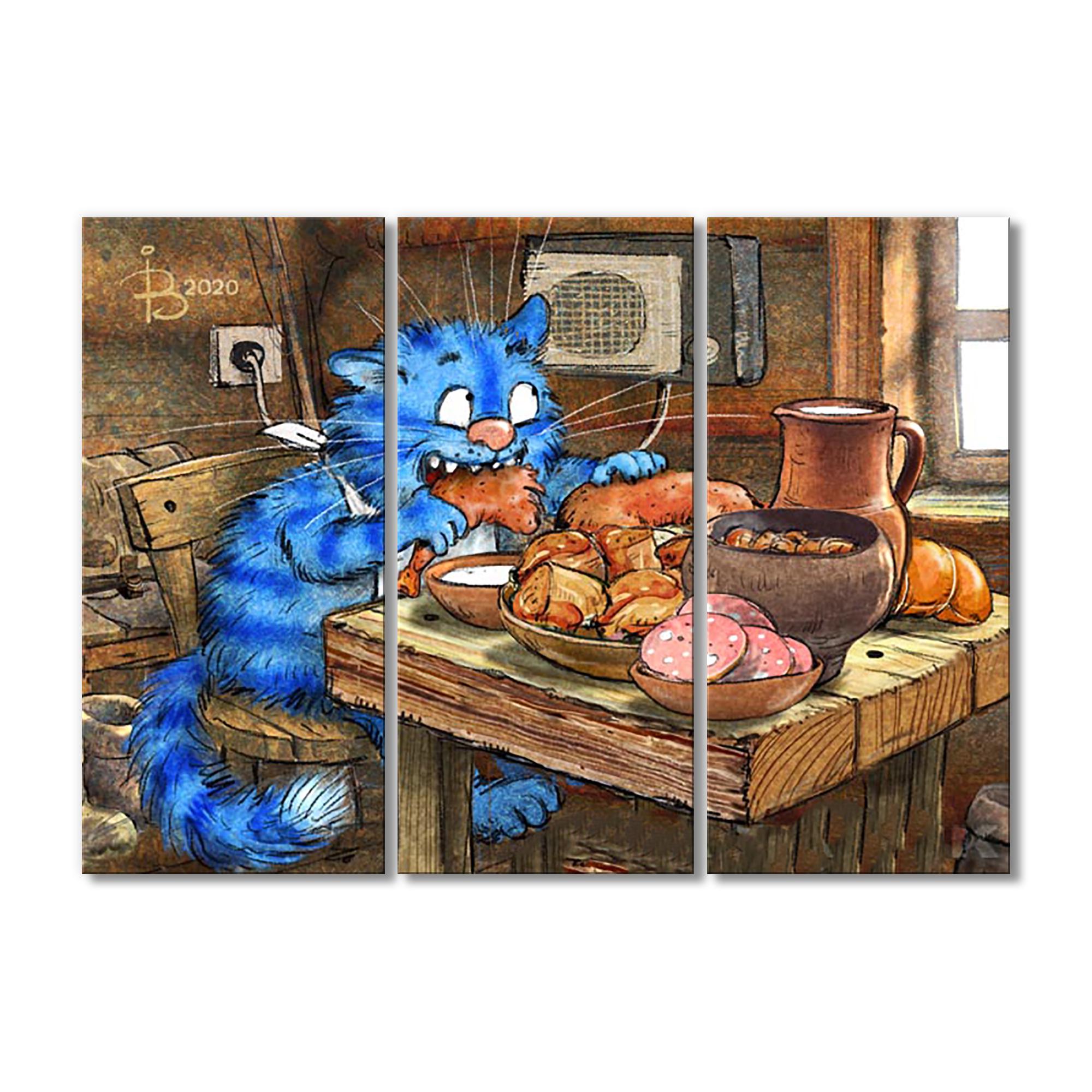 Модульная картина Пиршество еды 3 модуля общий размер без пробелов 70x105 см (_rinaz_20201633007)