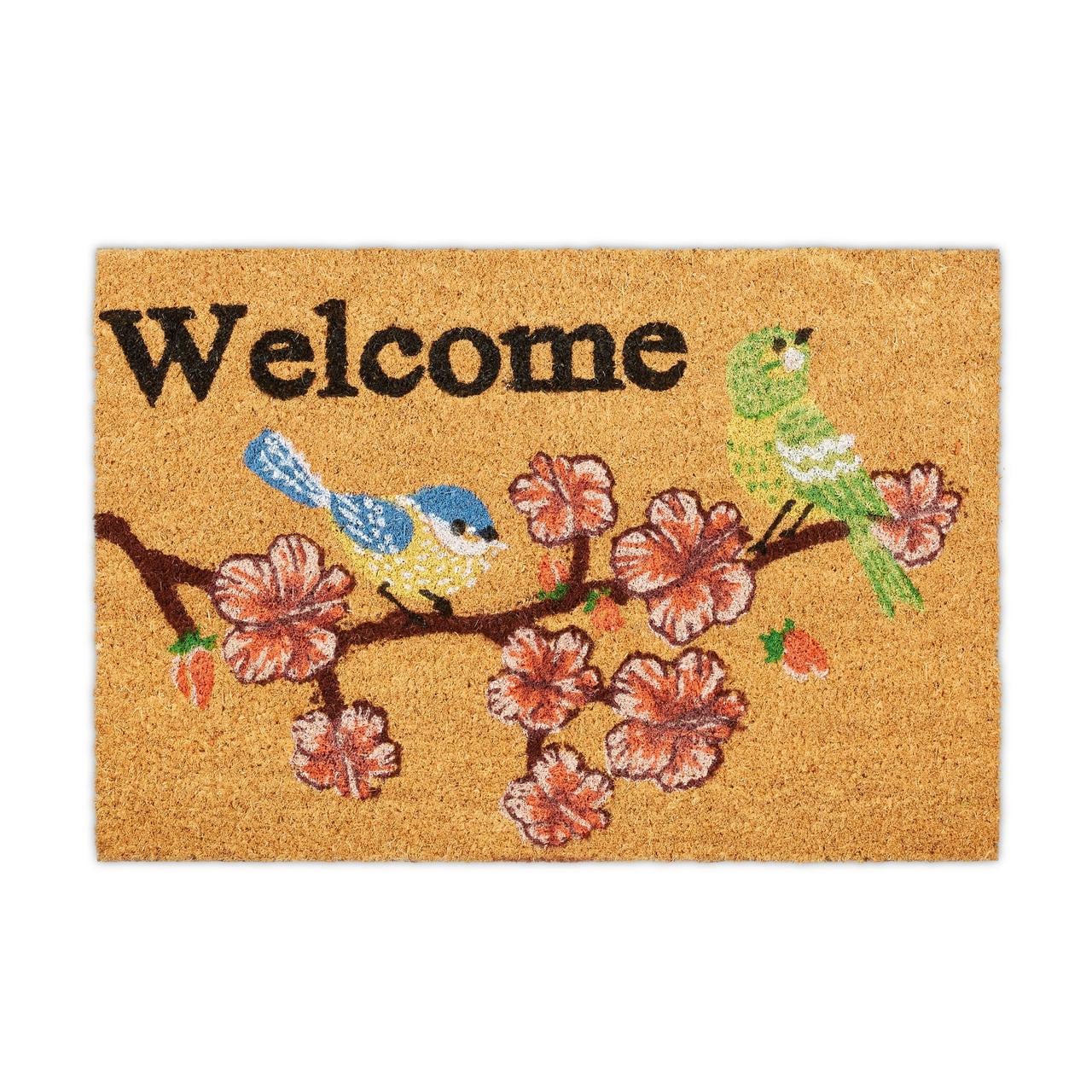 Коврик Relaxdays Welcome Птицы из кокосового волокна 60x40 см (10035505)