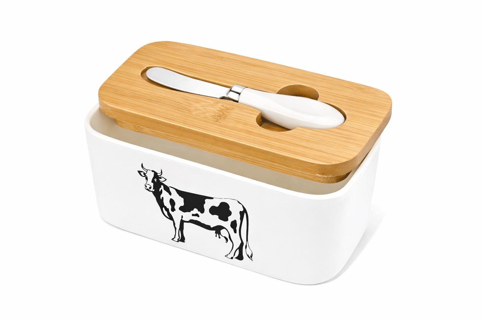 Масленка с ножом и бамбуковой крышкой 17х10х8 см (R37338) Масленка с ножом и бамбуковой крышкой 17х10х8 см (R37338)