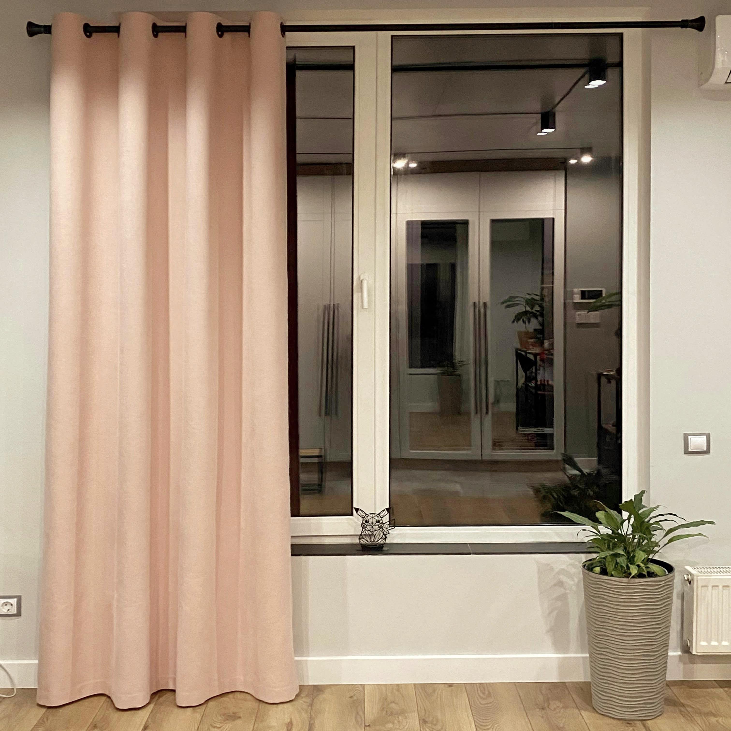 Штора на черных люверсах 140х250 см микровелюр 1 шт. Розово-персиковый (5801528-MT1/140-BL)