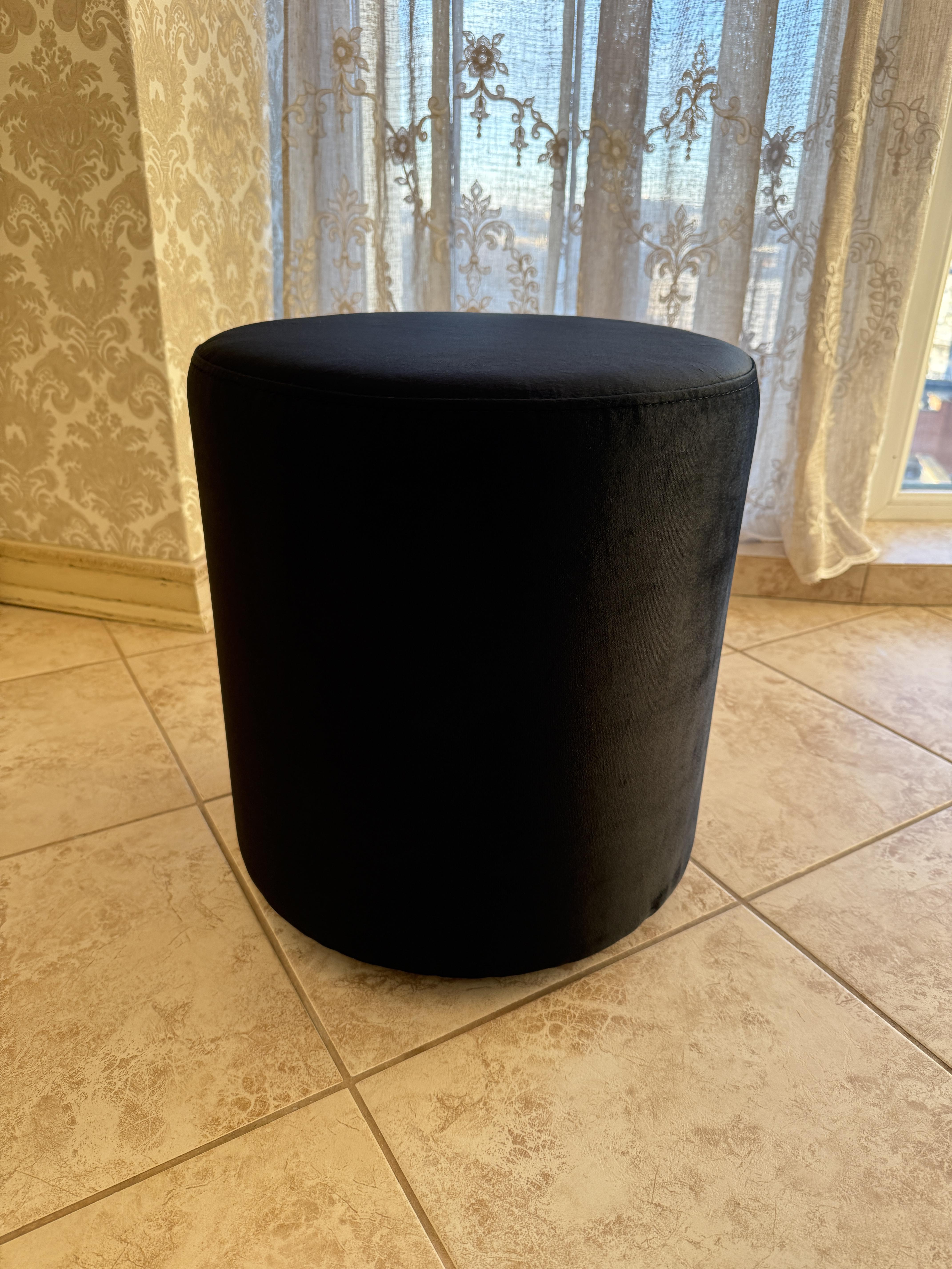 Пуф круглый велюровый 380х420 мм Черный (43433)