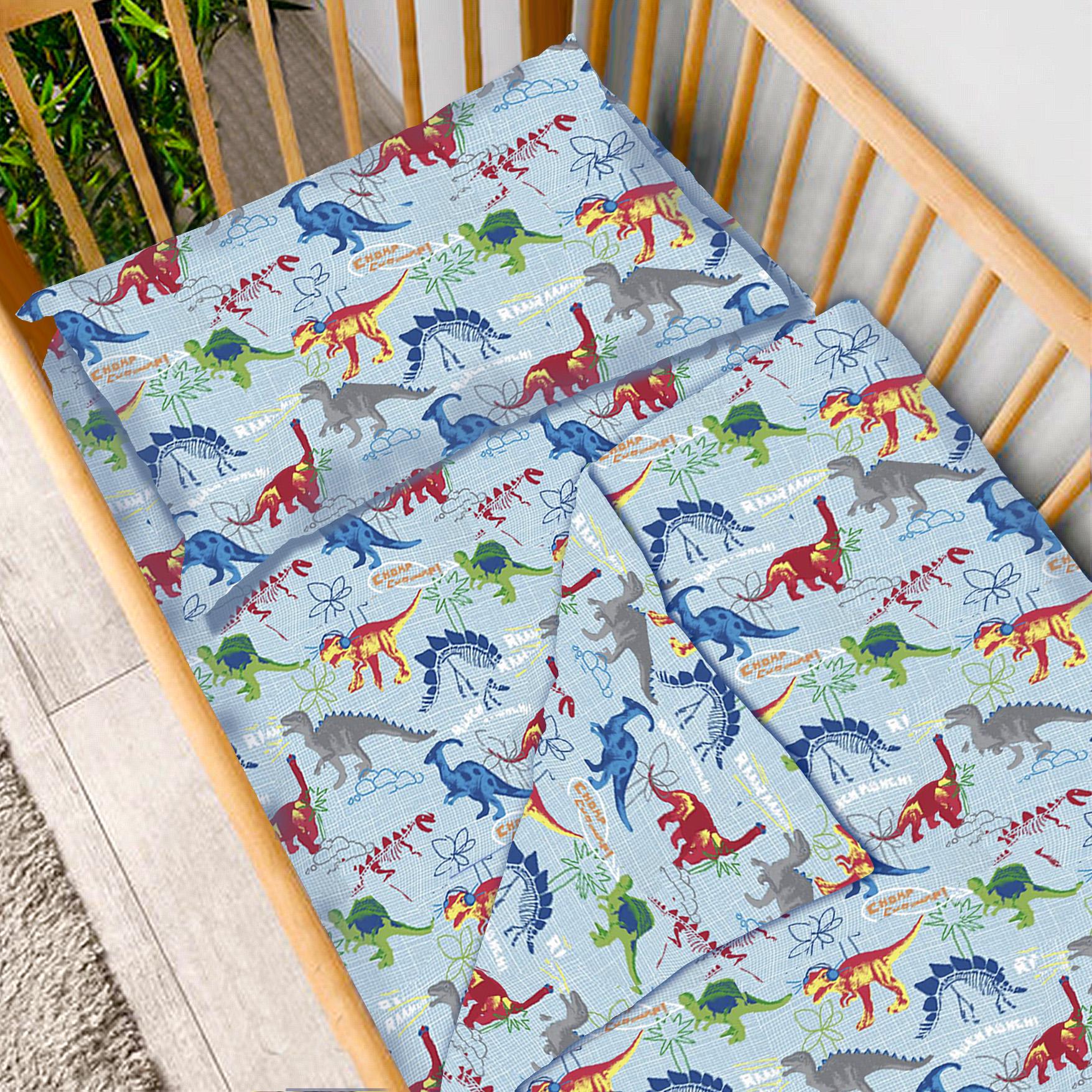 Комплект постельного белья беби Zastelli Динозаврики 110х140 Голубой