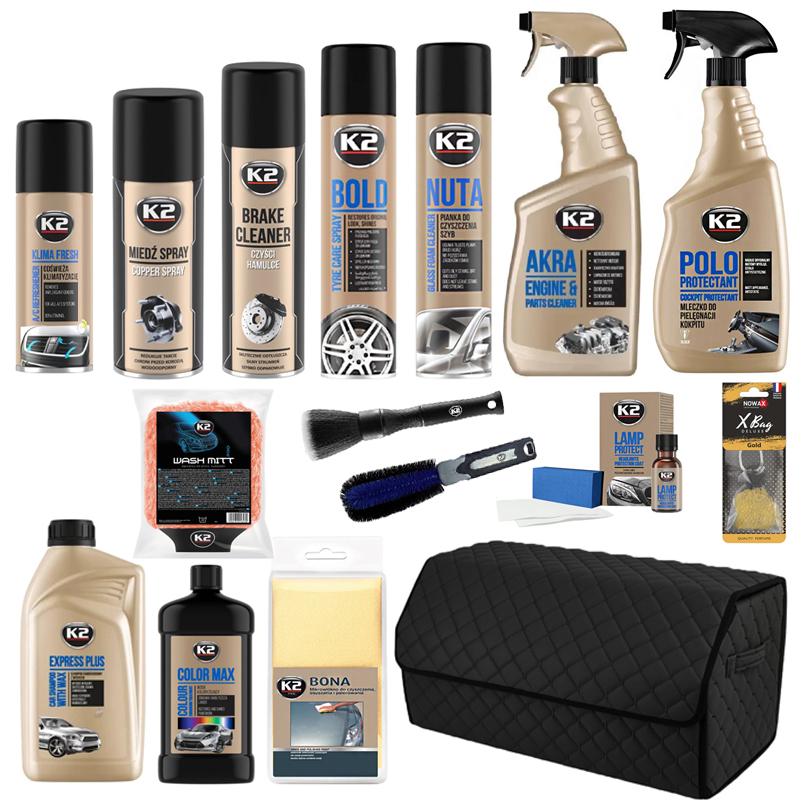 Подарочный набор для водителя с автохимией K2 PRO и органайзером эко-кожа (16 ед.)