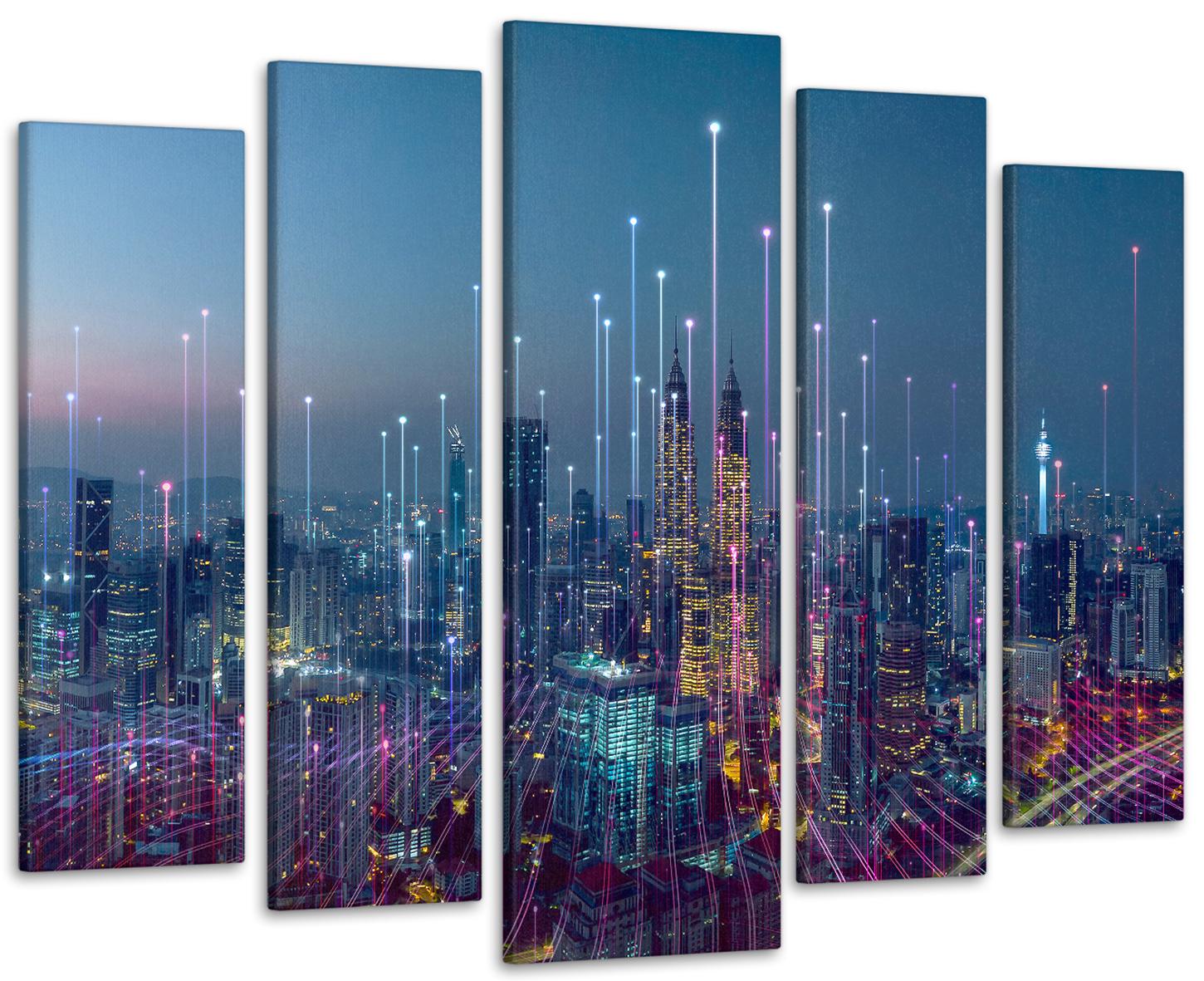 Картина модульная Ночной город 105х150 см (Art-420_5)