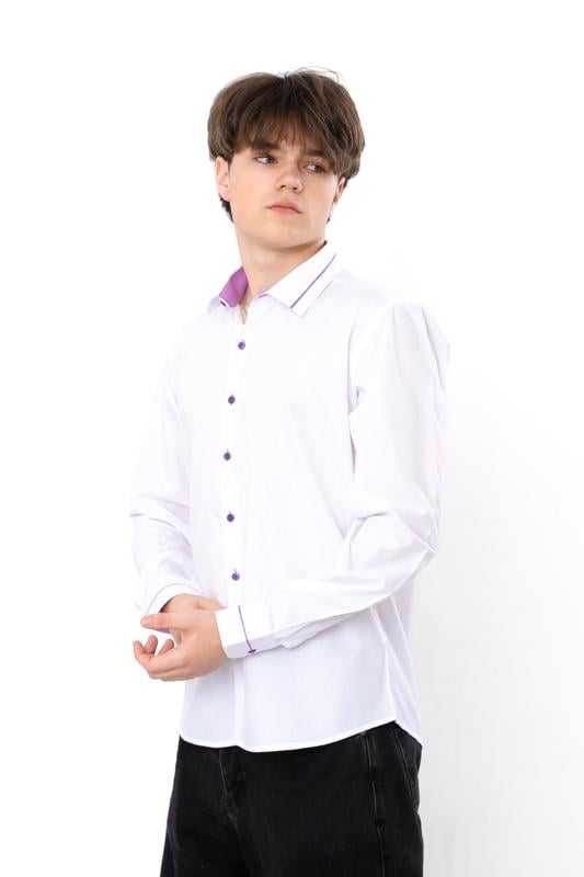 Сорочка класична  для хлопчика-підлітка прямого крою з акцентом на комірі Носи Своє S Білий (15861)