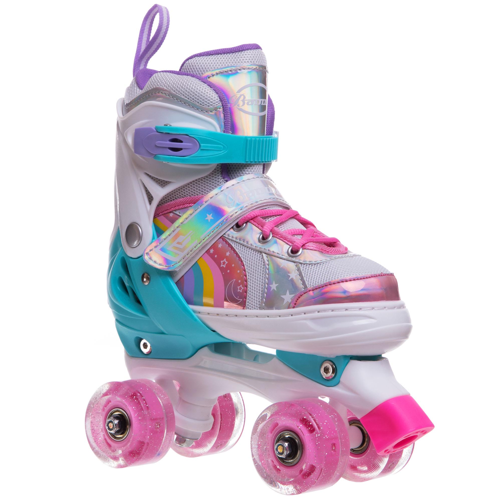 Ролики квады раздвижные детские Banwei BW-211 светящиеся колеса р. 35-38 Розовый (BW-211_Розовый_M_(35-38)