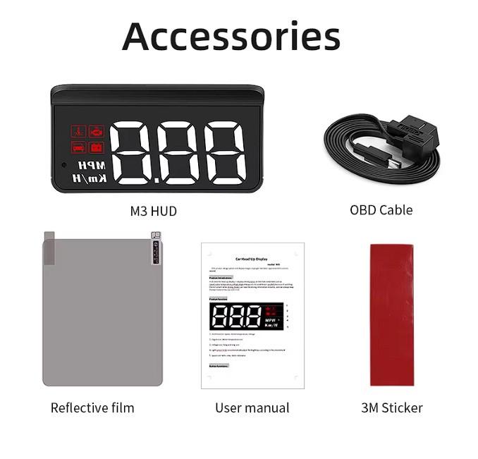 Бортовой компьютер для авто OBD2 HUD M3 с проекцией на стекло - фото 10 Бортовой компьютер для авто OBD2 HUD M3 с проекцией на стекло - фото 10