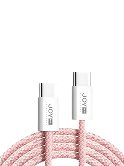 Кабель швидкої зарядки Type-C JoyPro 20 W 5 А для смартфонів Apple iPhone Android /тканинне обплетення/тримач кабелю 1 м Рожевий (ba1e3e1a) - фото 1