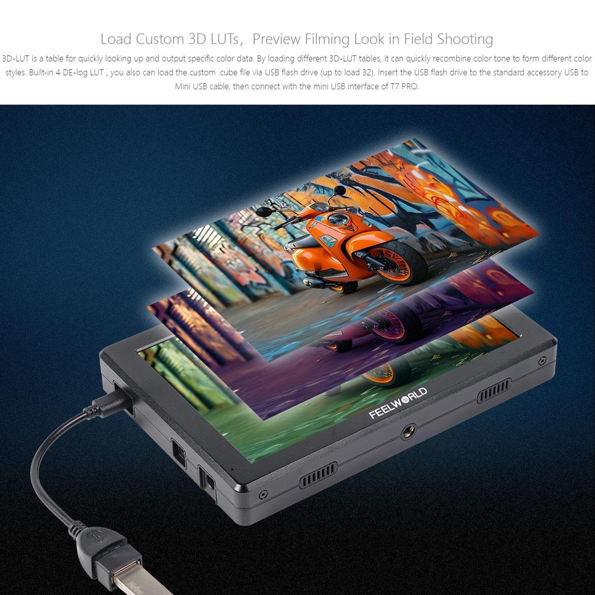 Монітор дисплей накамерний FeelWorld 7" T7 PRO 2000 cd/m2 4K HDMI 60 алюмінієвий корпус (2819875642) - фото 9