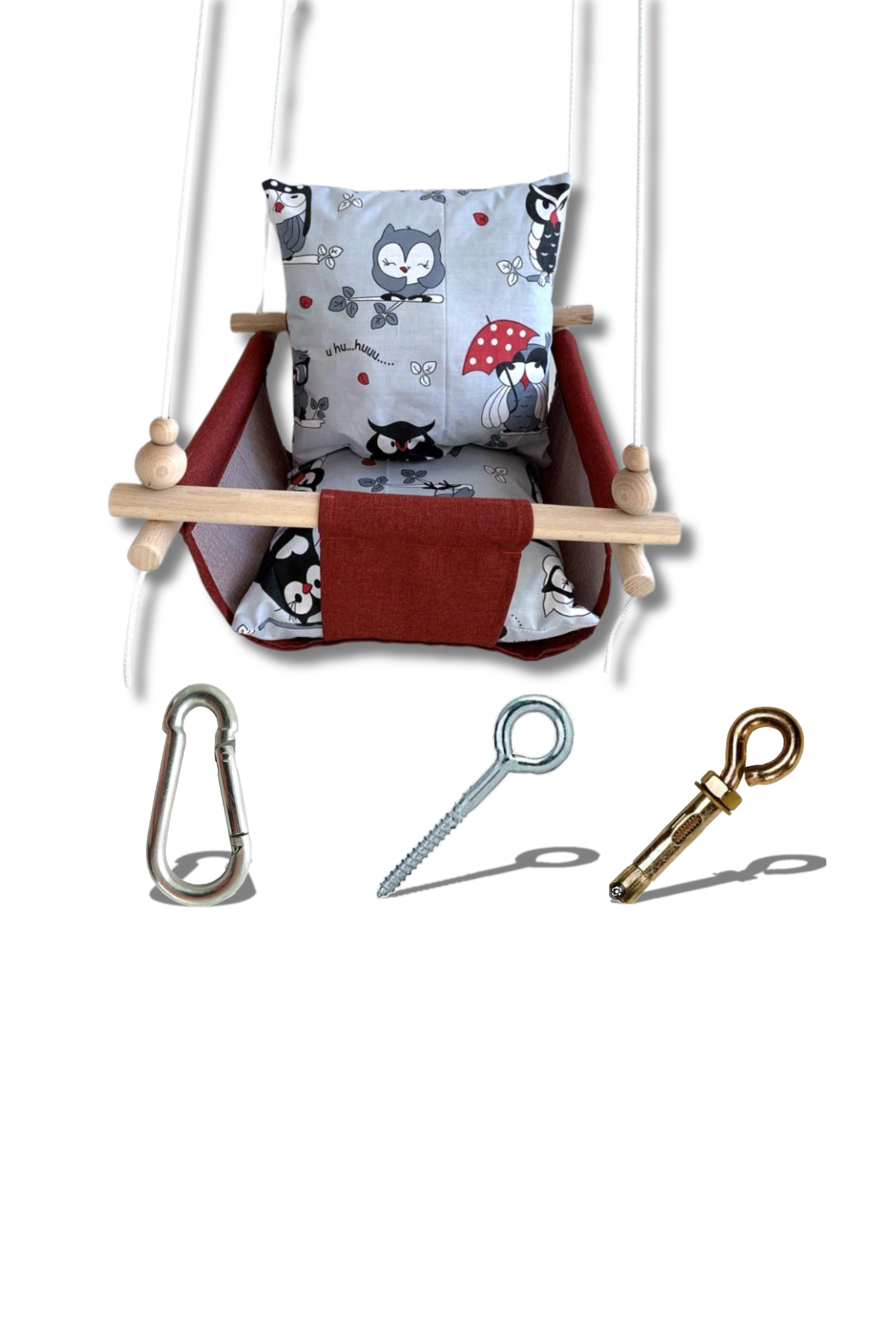 Дитяча гойдалка Infancy Сови Бордовий (4977476) - фото 2 Дитяча гойдалка Infancy Сови Бордовий (4977476) - фото 2