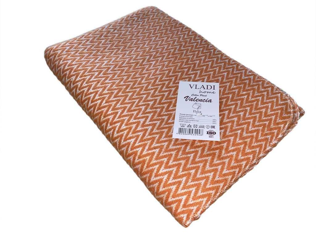 Плед хлопковый Vladi Валенсия Антонио 100х140 см Белый/Оранжевый (5cc04025)