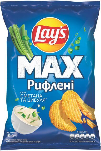 Чипсы рифленые Lay's Сметана и лук 120 г (4823063125512)