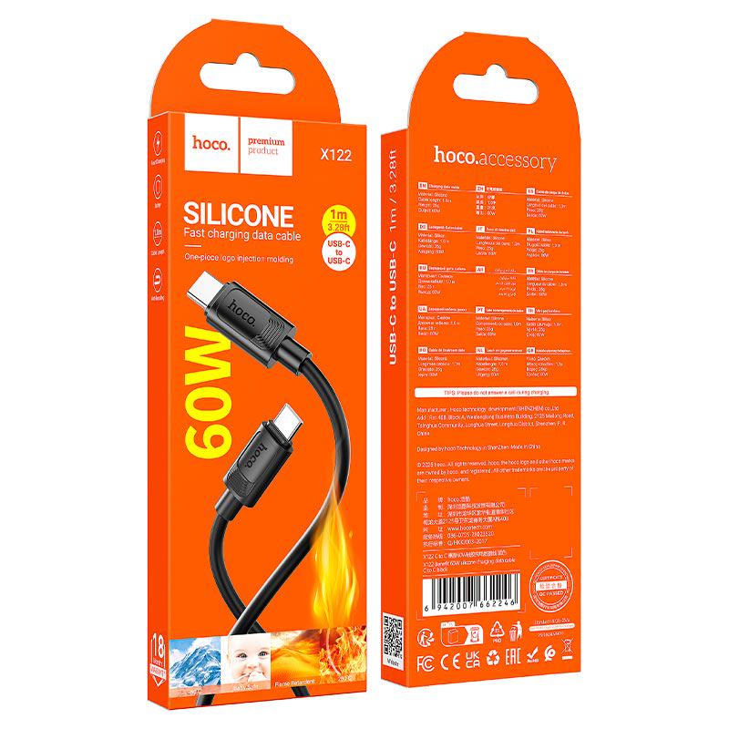 Кабель для заряджання Hoco X124 Benefit 60W Type-C x Type-C 1 метр Black (19404) - фото 5 Кабель для заряджання Hoco X124 Benefit 60W Type-C x Type-C 1 метр Black (19404) - фото 5